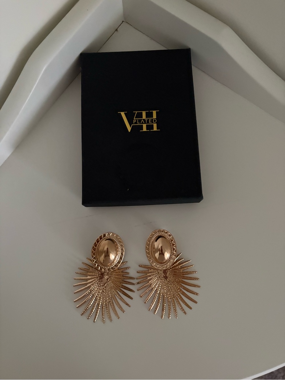 Gold Sunburst Drop Earrings